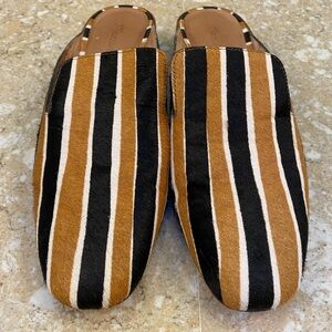 Madewell Striped Willa Calf Skin Mules Sz 9.5 Preowned